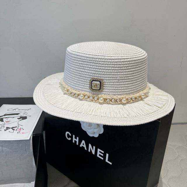 Chanel香奈儿新款平顶草帽，头围57Cm