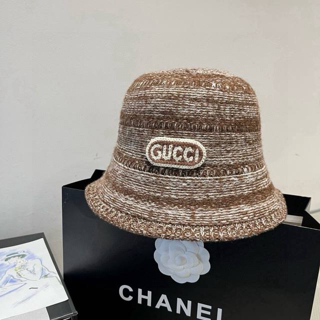 Gucci古奇新款毛毛混色渔夫帽，秋冬必备，百搭款，头围57Cm