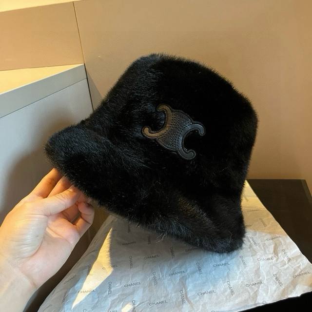 Celine赛琳 仿真水貂毛新款渔夫帽，超高质感，头围57Cm