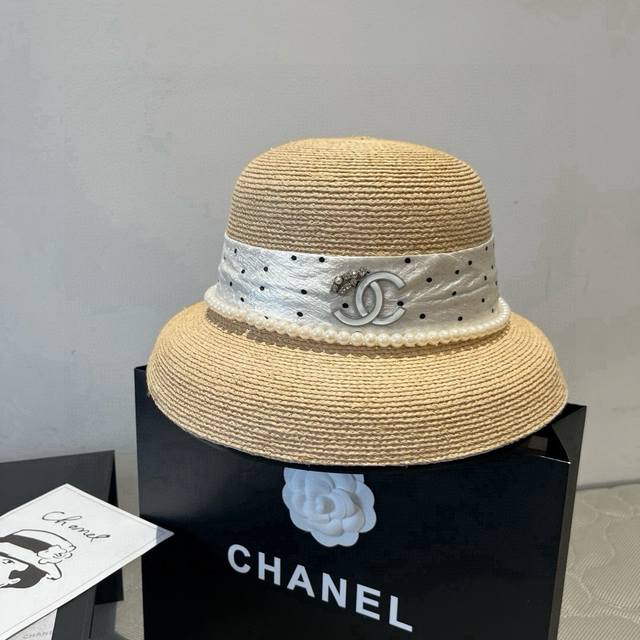Chanel香奈儿新款礼帽，原顶小盆帽，草帽，头围57Cm