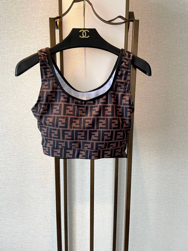 芬迪新款高弹力健身长款瑜伽服运动套装~小背心修身提臀显瘦打底裤 S M L Xl