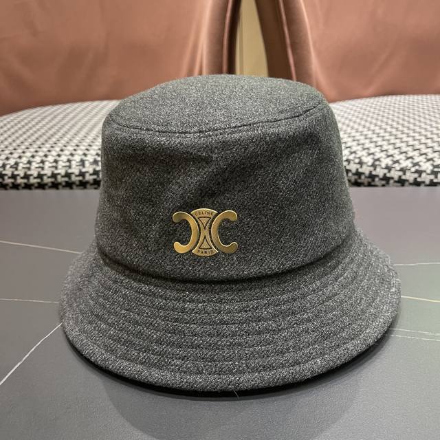 Celine赛琳羊毛呢渔夫帽女秋冬季加厚保暖防寒大帽檐 遮脸盆帽男水桶帽显脸小