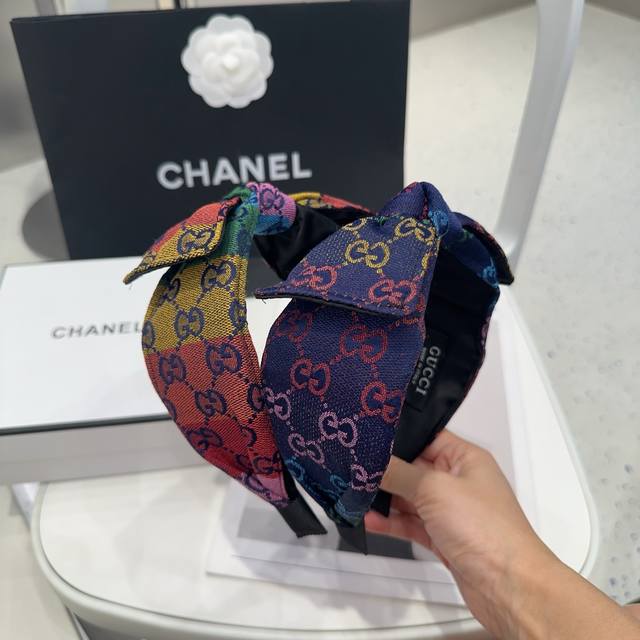 配包装盒 Gucci 古奇 Gg字母发箍，新彩虹色！时尚潮流，非常好搭配！小仙女必备