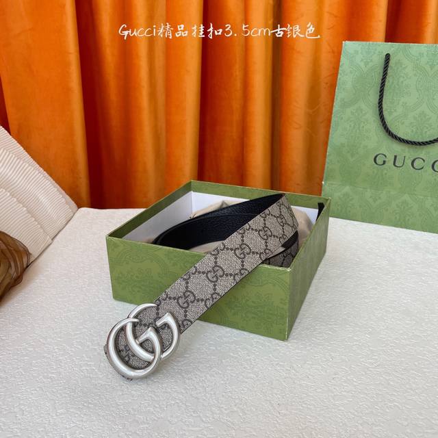 Gucci 经典款Pvc印花面 搭配原版猪皮纹皮底 精品挂扣 宽3.5Cm 经典永不过时款 潮流大方 时尚百搭 顶级 原单140