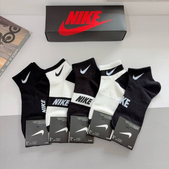 配包装 一盒5双 新款 Nike 耐克 高版本短袜 精梳棉 专柜同步 高品质 抗菌防臭吸汗透气