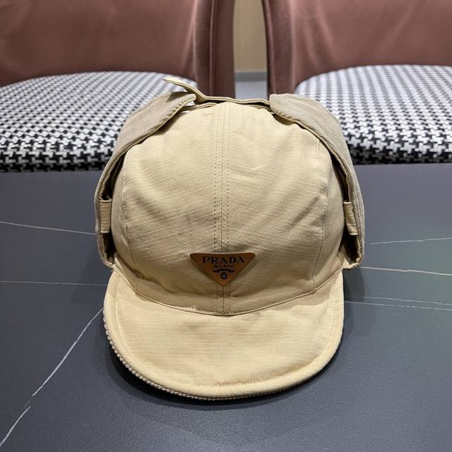 普拉达Prada 韩国Ins秋冬复古灯芯绒双面戴雷锋帽保暖护耳帽飞行帽防风帽遮脸