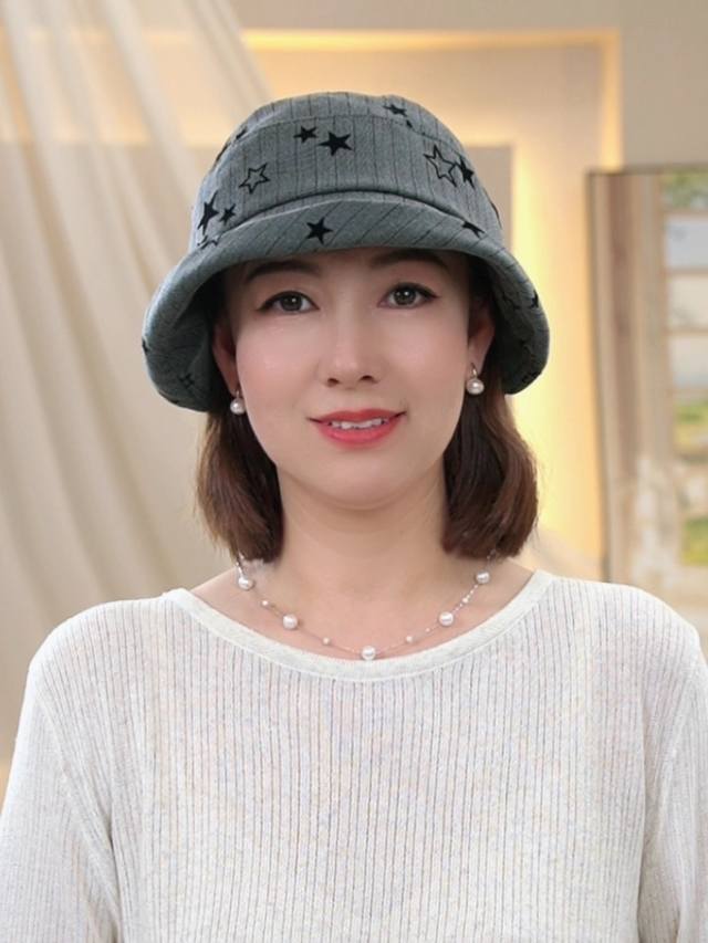 普拉达，Prada新款韩系满天星条纹黑白涂鸦渔夫帽春秋休闲百搭显脸小防晒遮阳帽