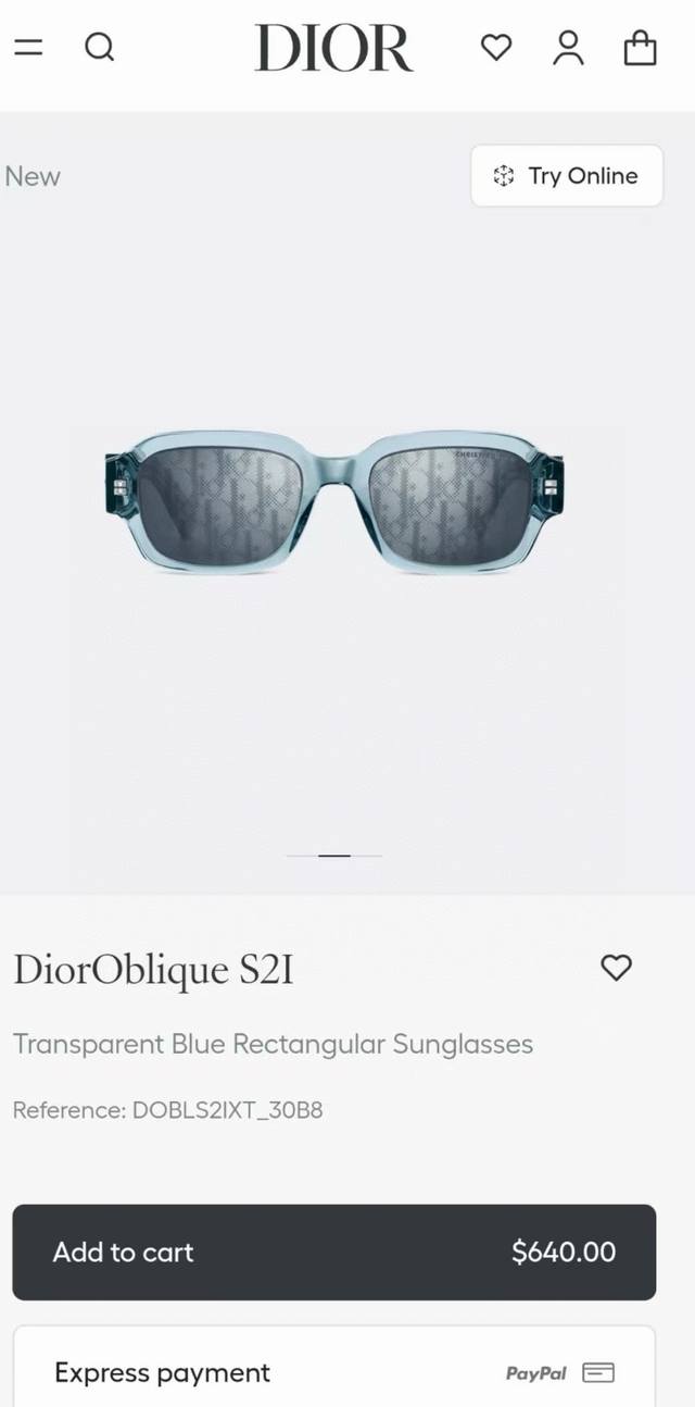 Dior Model：Dioroblique S2I Size：52口21-145