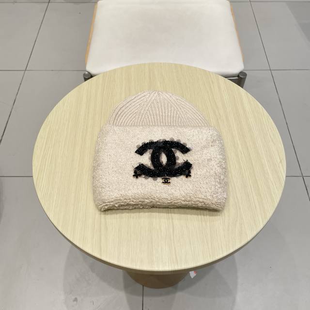 Chanel香奈儿高品质50兔毛，50羊毛毛线帽甜美减龄针织帽加大显脸小保暖套头帽冬帽