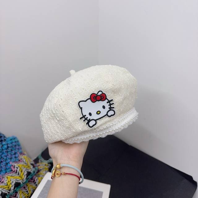 Kitty 秋冬新款贝雷帽 甜美系 重工珍珠定制版