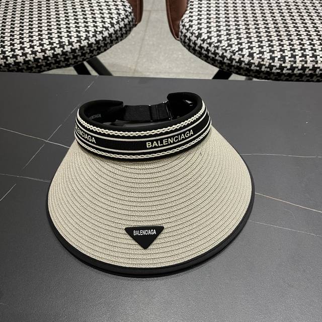 Balenciaga巴黎世家2025新款防晒帽子女款防紫外线萎形格空顶 太阳冰丝夏天骑车遮阳帽