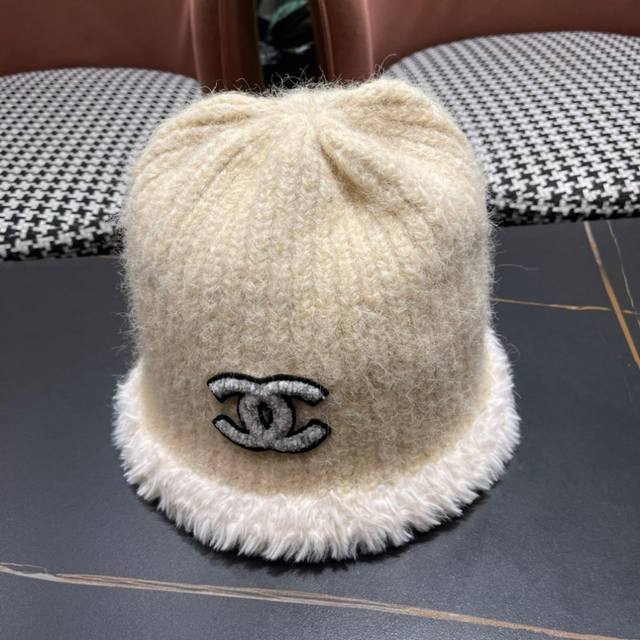 Chanel 香奈儿2025冬款针织毛线渔夫帽女秋冬季保暖显脸小护耳毛线帽针织渔夫帽