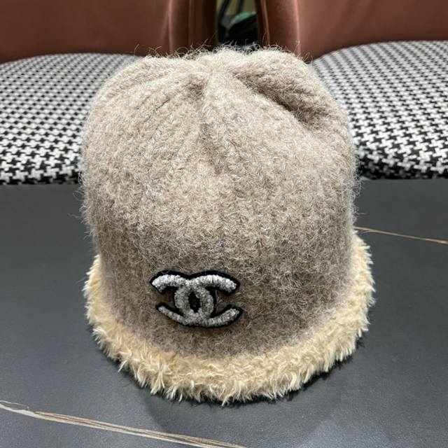 Chanel 香奈儿2025冬款针织毛线渔夫帽女秋冬季保暖显脸小护耳毛线帽针织渔夫帽