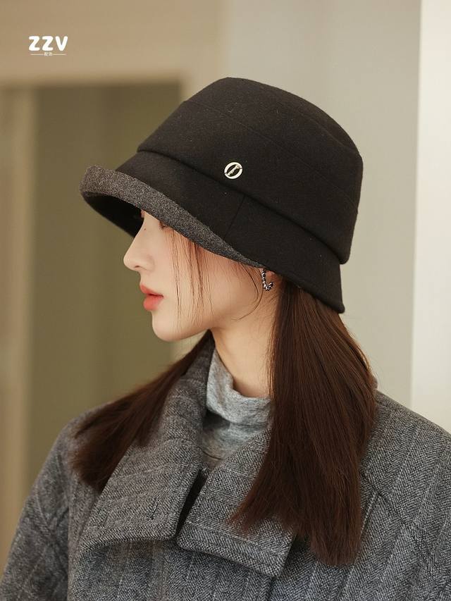 香奈儿 Chanel 英伦复古毛呢渔夫帽子女秋冬季优雅气质保暖盆帽时尚百搭显脸小潮