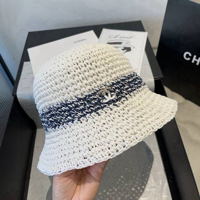 Chanel香奈儿纸草遮阳帽，草帽，可折叠，头围57Cm