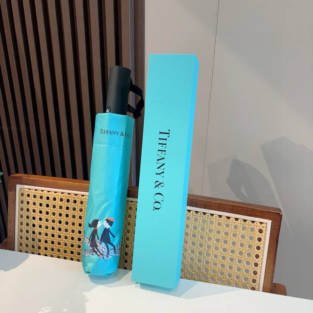 Tiffany蒂芙尼 三折自动折叠晴雨伞 火爆来袭 夏日里的小清新 高效阻隔紫外线涂层 有伞随行 晴雨无优～