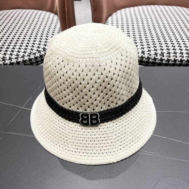 巴黎世家Balenciaga 春夏时尚百搭镂空网眼户外休闲女帽女士遮阳帽子 渔夫帽盆帽沙滩帽