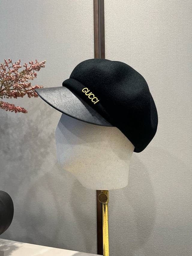 Gucci古奇秋冬新款羊毛鸭舌军帽，百分百羊毛面料，头围57Cm