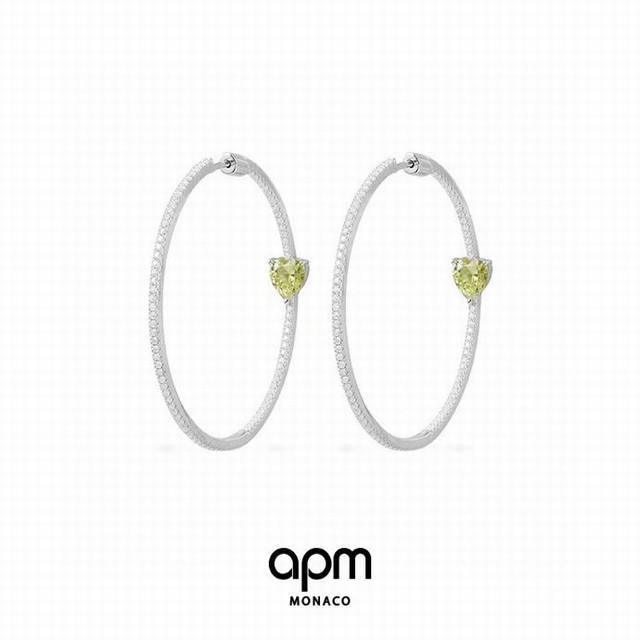 Apm Monaco 新品爱心宝石大耳圈耳环！以缤纷色彩，开始风格灵感，个性心形设计，增添趣味时尚，闪耀彩色锆石，释放青春活力，玩转时尚色彩，耀出个性态度。