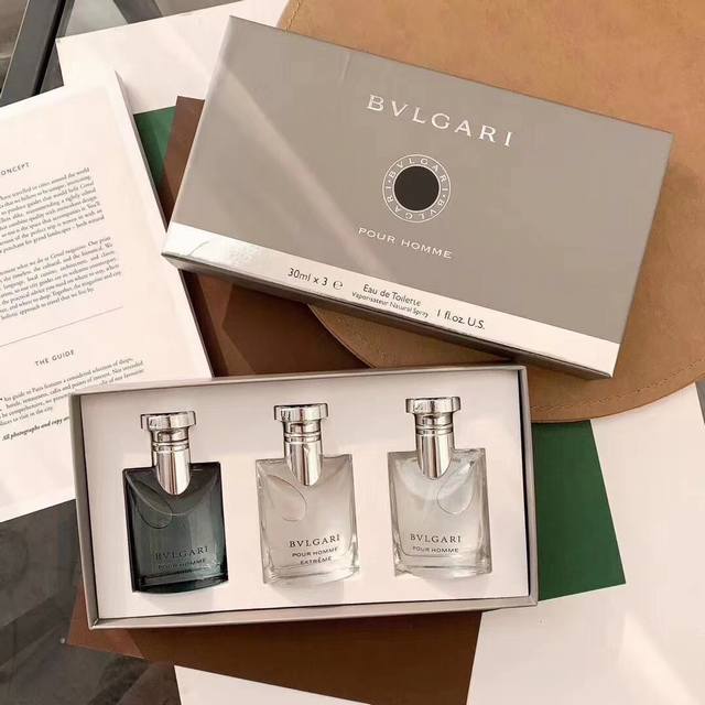 专柜品质 宝格丽大吉岭茶香水中样三件套30Ml×3 内含极致 夜幽 原版 宝格丽大吉岭男士香水套盒30Ml*3，带按压头 传闻中的男友香，像刚刚洗完澡，窝在被窝