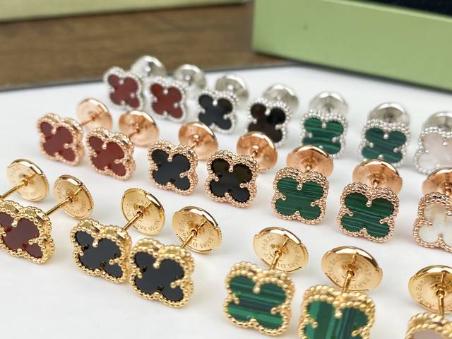 飞碟耳堵 Vca梵克雅宝小号四叶草耳钉 1.0Cm迷你四叶草 Buling Buling～搭配925银针～防过敏完美演绎高档品质 亚金电镀18K玫瑰金 黄金 白