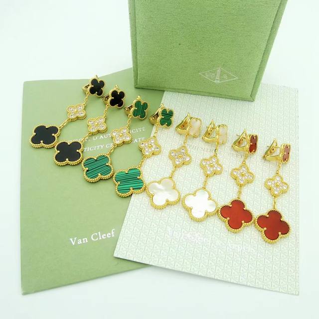 Vca 梵克雅宝 四叶草三花贝母间钻耳拍 白金 玫瑰金 黄金