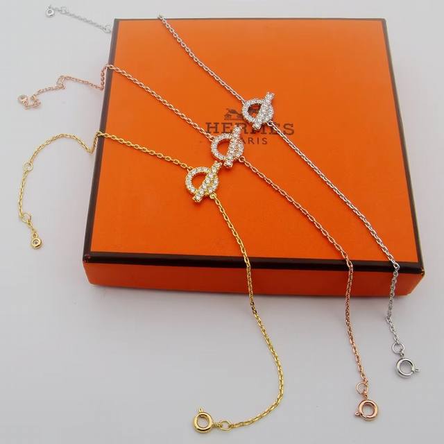 爱马仕手链精工版 众多网红女神爱戴 Hermes 爱马仕Ot扣满手链 手工铲钉镶嵌 原版字印，金色，玫瑰金，银色