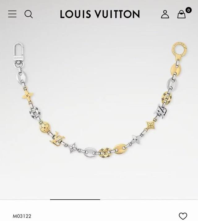 Lv路易威登 Sailor包链 银金拼色 精选莹亮金属材质，链节设计灵感源自航海主题，点缀经典四叶花和Lv标志，搭配精致小花装饰。