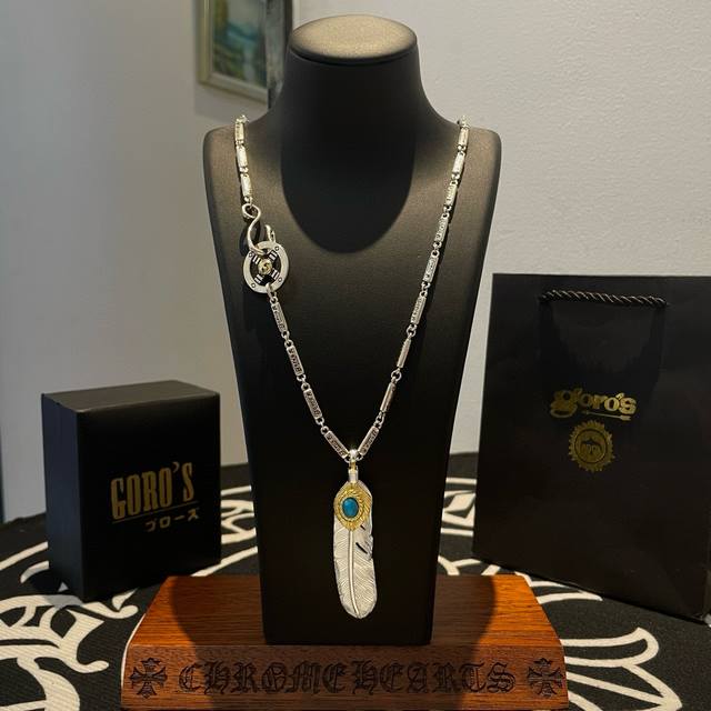 新品上架 Goro’S高桥吾郎松石羽毛吊坠，高桥经典竹节项链，顶级版本，认准独家拍摄，主攻高端市场 ，快手 Ins 小红书热门款，绝对区别普通版本！图片产品细节