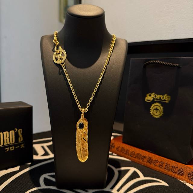 新品上架 Goro’S高桥吾郎金色羽毛吊坠，高桥吾郎项链，顶级版本，认准独家拍摄，主攻高端市场 ，快手 Ins 小红书热门款，绝对区别普通版本！图片产品细节与Z
