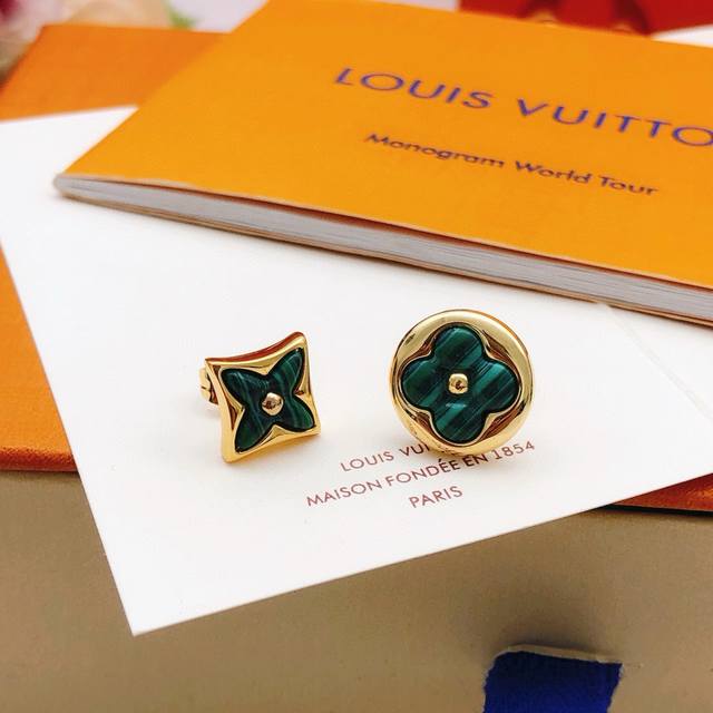 编号Led0208 Lv*最新款绿色贝母耳钉 一致Zp黄铜材质
