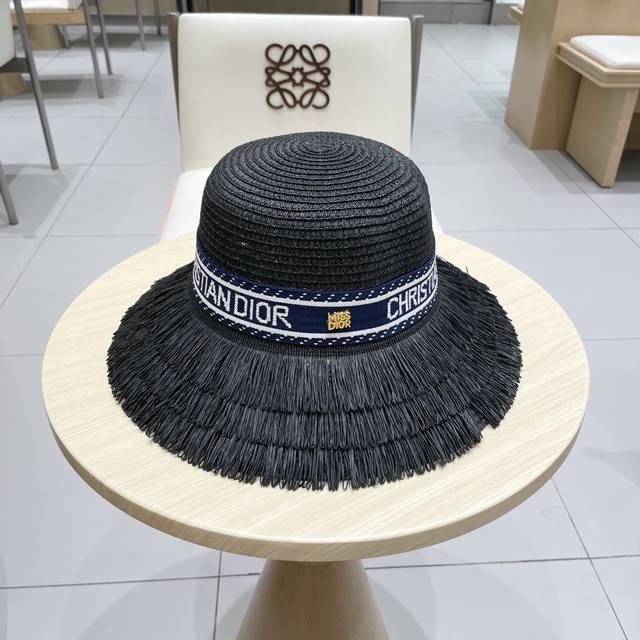 迪奥Dior 新款圆顶草帽，高级定制，名媛风，夏季防晒防紫外线，出行必备，百搭好看