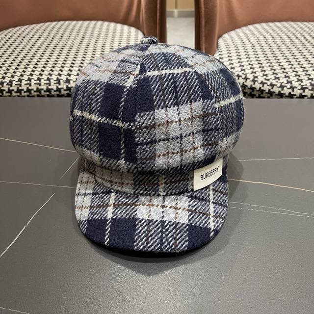 巴宝莉Burberry 秋冬季格子八角帽女英伦显脸小复古鸭舌贝雷帽学生画家报童帽百搭