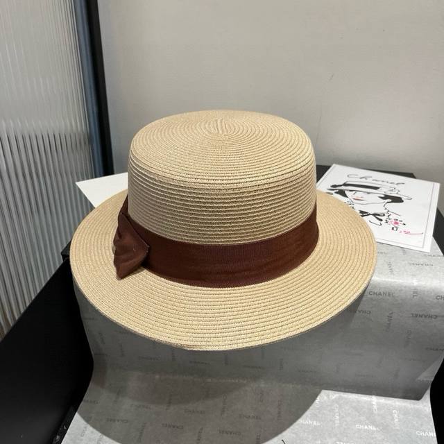 Miumiu缪缪新款平顶礼帽，台湾pp草面料，高级定制，头围57Cm