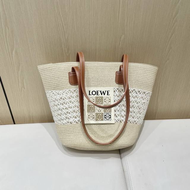 罗意威Loewe镂空特色草编包女大容量编织菜篮子夏日沙滩包法式单肩通勤托特包
