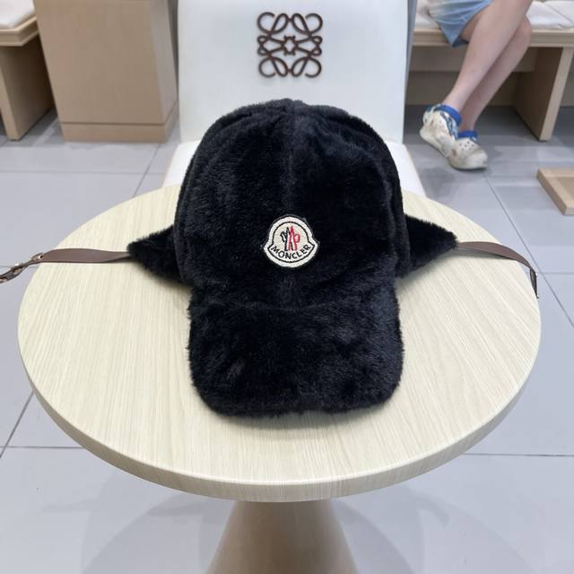 蒙口Moncler毛绒棒球帽子女冬季2025新款宽帽檐大脸显脸小适合方圆脸鸭舌帽