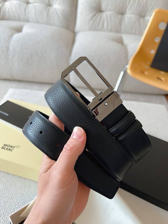 montblanc万宝龙 宽3.5Cm 采用头层牛皮 精品针式扣头 自由裁剪商务休闲皮带