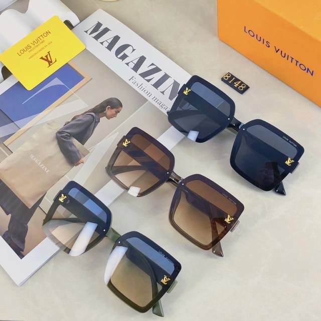 Louis Vuitton2025新款方形大框字母装饰轻奢风高级感女太阳镜抖音网红墨镜