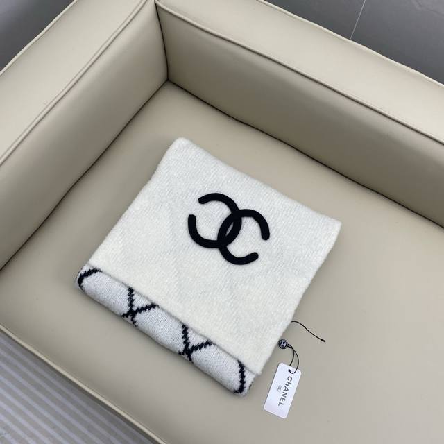 Chanel香奈儿 立体双C 经典菱形设计双面配色 新款羊绒针织围巾原版工艺 专柜购入打版，1:1复刻，商标吊牌齐全