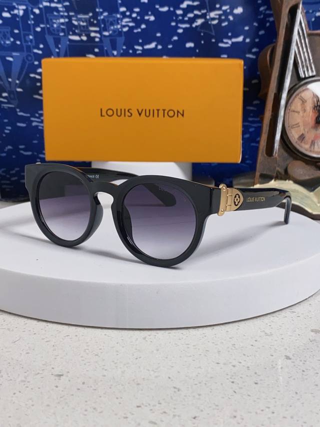 Louisvuitton路易威登 2025新款圆框复古偏光太阳眼镜潮男女个性网红风墨镜女款高级感