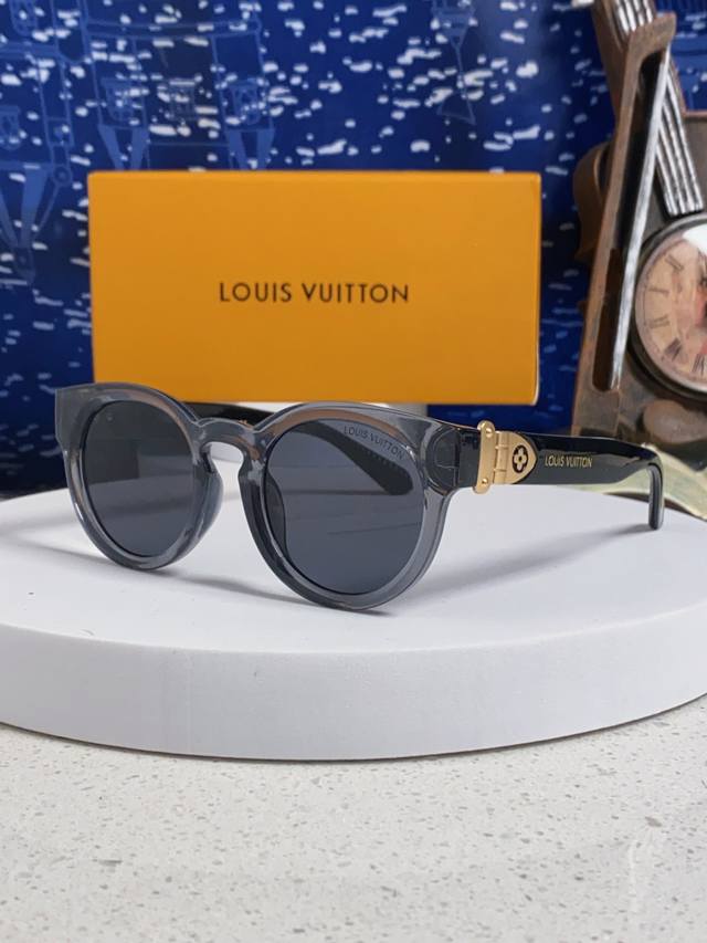 Louisvuitton路易威登 2025新款圆框复古偏光太阳眼镜潮男女个性网红风墨镜女款高级感
