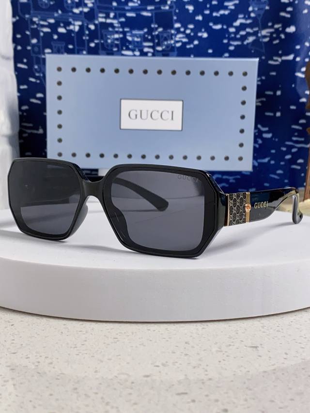 Gucci古奇 2025新款 原创个性多边形太阳镜欧美时尚宽腿菱形走秀墨镜 男女通用