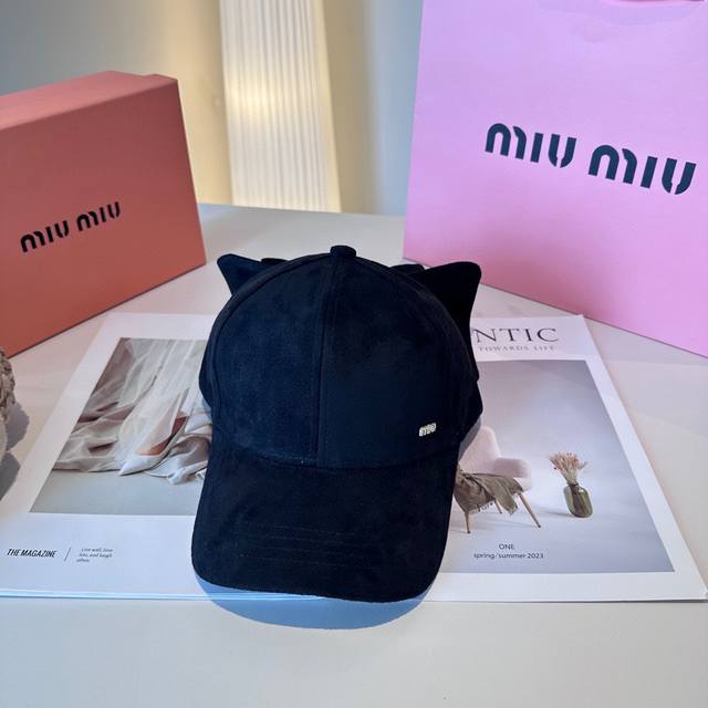 Miumiu缪缪 新款绒面 蝴蝶结鸭舌帽，高端定制，百搭时尚精致3色