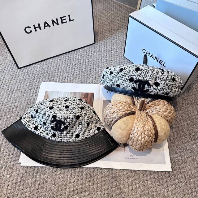 Chanel香奈儿 新款皮革羊毛拼接贝雷帽女秋冬百搭辣妹个性显脸小 不挑人的帽型