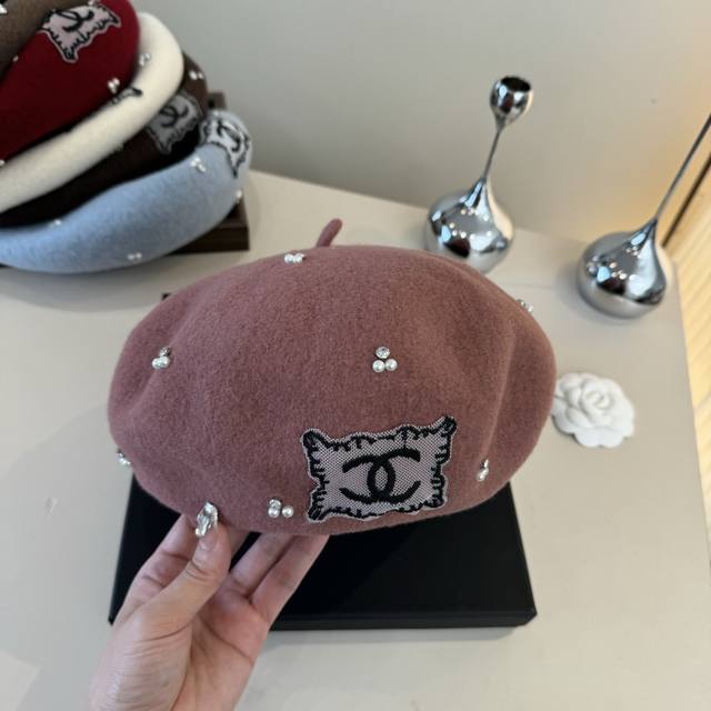 Chanel香奈儿羊毛贝雷帽，南瓜帽，百分百羊毛面料，头围57Cm