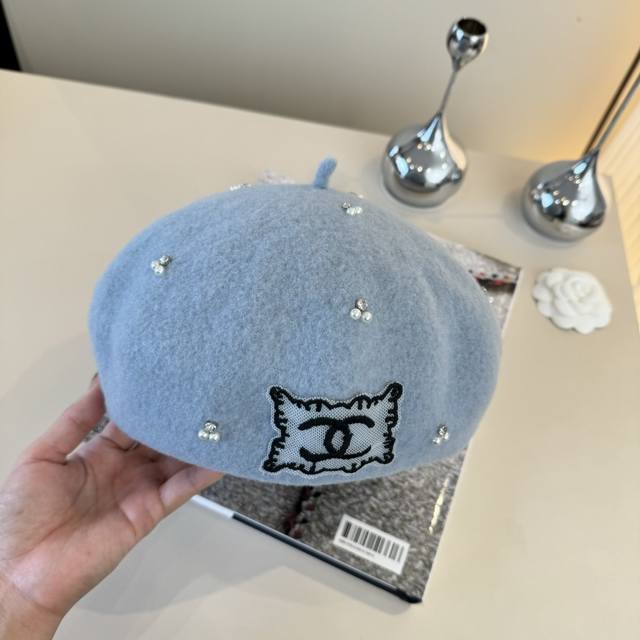Chanel香奈儿羊毛贝雷帽，南瓜帽，百分百羊毛面料，头围57Cm