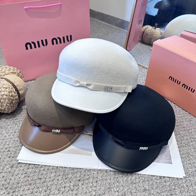 Miumiu缪缪 新款蝴蝶结羊毛呢 女秋冬百搭辣妹个性显脸小 不挑人的帽型