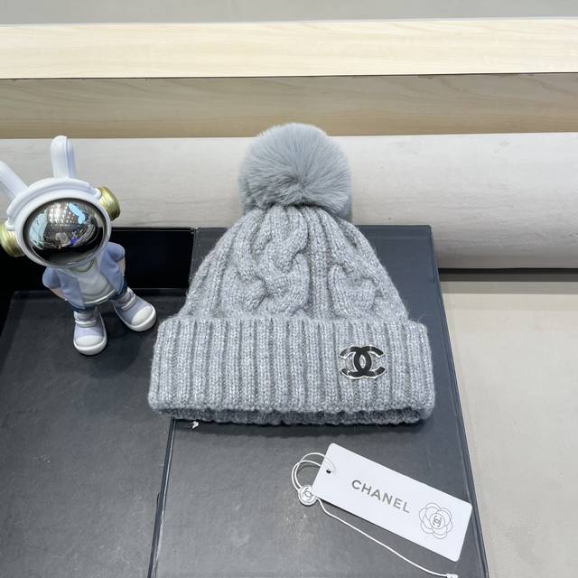 Chanel冬季粗毛线帽子女韩版时尚百搭青年加绒加厚中老年保暖针织帽