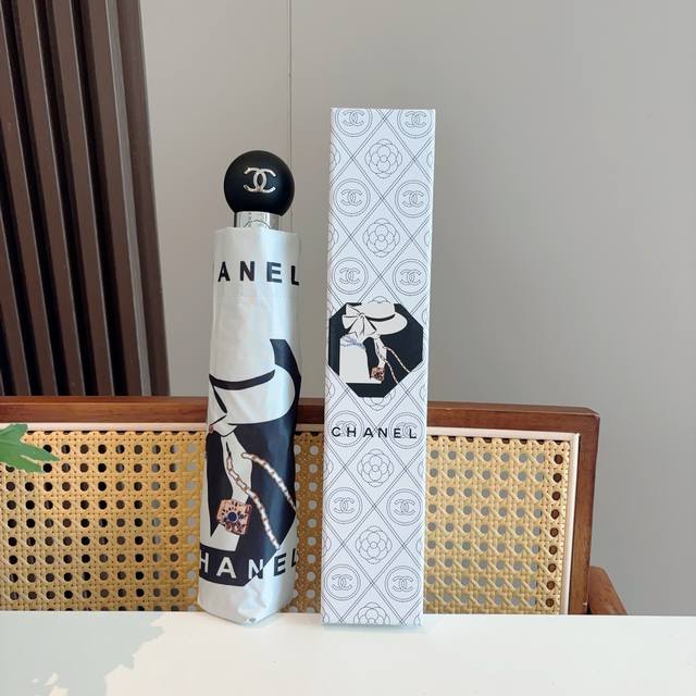 Chanel 香奈儿 Coco三折自动折叠晴雨伞 选用台湾进口Uv防紫外线伞布 原单代工级品质