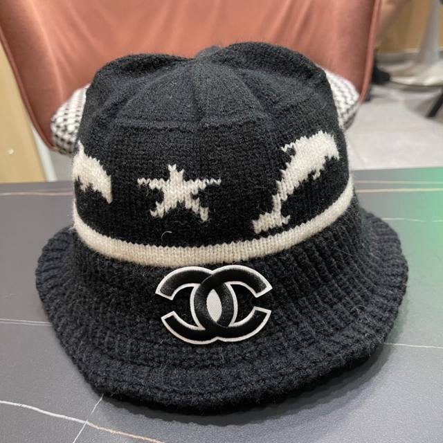香奈儿Chanel 新品韩系条纹毛线渔夫帽小香经典简约，